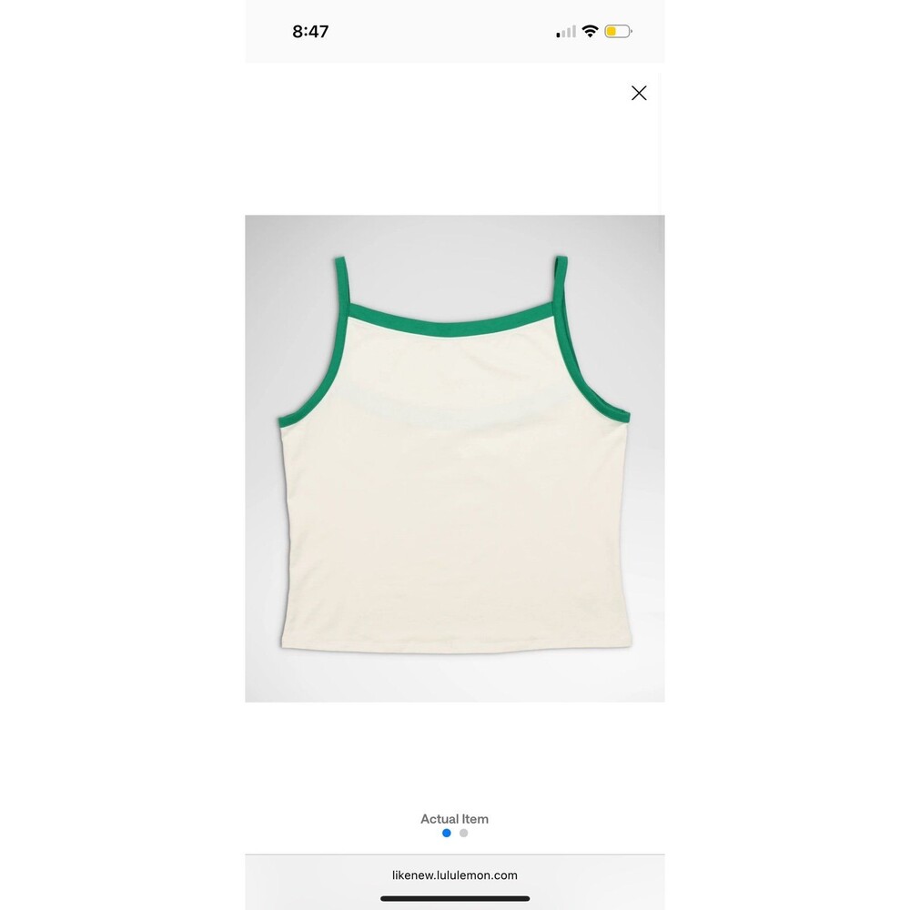 Lululemon White and Green Tank Top